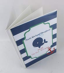 Baby Photo Album IA#540 4x6 or 5x7 Pictures Personalized Nautical Whale Photo Book- Baby Boy Shower Gift Ahoy Baby Theme