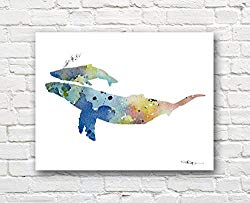 Humpback Whale Abstract Watercolor Art Print By Artist DJ Rogers