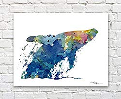 Humpback Whale Abstract Watercolor Art Prints by Artist DJ Rogers