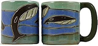 One (1) MARA STONEWARE COLLECTION - 16 Oz Coffee Cup Collectible Dinner Mug - Whale Ocean Blue Design