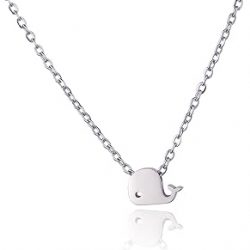 Cute Whale Pendant Necklace for Women Stainless Steel Dainty Small Ocean Animal Choker Adjustable Chain Simple Minimalist Charm Necklaces Fashion Surfer Beach Jewelry Birthday Christmas Gifts Daughter Niece