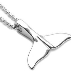 LZD Stainless Steel Pendant Necklaces Pendant Lobster Clasps Whale Tail 21.6" P370