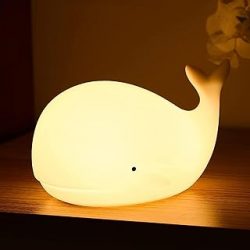 LOVERUIS Cute Night Light for Kids - Nightlight for Children Animal Whale Night Lamp Birthday Halloween Christmas Gift with Color Changing USB Rechargeable for Toddler Baby Bedroom (Whale)