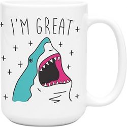 LookHUMAN Whale Coffee Mug - Funny Coffee Mugs Adult Humor, Double-Sided Print Ceramic Coffee Cups as Whale Shark Gifts, Dishwasher Safe Novelty Coffee Mugs for Women & Men, Unique Coffee Mugs, 15oz