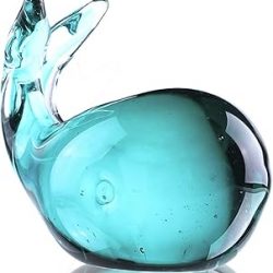 Crystalsuncatcher Hand Blown Glass Whale Figurine Collectibles 3.5'' Art Glass Sea Animal Paperweight Home Table Decor Gift (Whale)