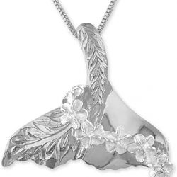 Sterling Silver Whale Tail Lei Pendant Necklace, 16+2" Extender