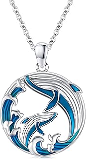 Ocean Necklace 925 Sterling Silver Wave Sea Animal Beach Themed Jewelry Gifts for Women Girls