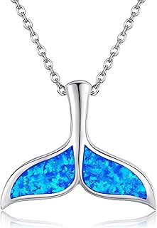 URONE Ocean Necklace 925 Sterling Silver Shark/Mermaid/Dolphin/Seahorse/Manta Ray/Whale Tail/Fish Penadant Necklace Ocean Jewelry Gifts for Women