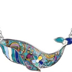 BONSNY Signature Ocean Collection “TESS” Statement Alloy Chain Enamel WHALE Pendant Necklace 18"
