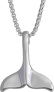 HAQUIL Mermaid Whale Tail Pendant Necklace, Box Chain, Vintage Ocean Jewelry Gift for Women