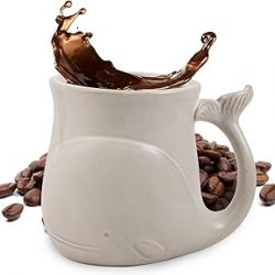 Whale Ceramic Cup (20 Ounce), Whale Mug Large Ceramic Coffee Mugs Tea Cup, Handcrafted 3D Coffee Mug with Whale, Novelty Coffee Mugs