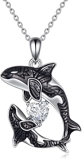 POPLYKE Killer Whale Orca Heart CZ Necklace Sterling Silver Ocean Jewelry for Women Gifts for Mom Daughter Mothers Day