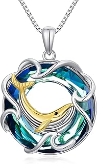 TOUPOP Sea Turtle Necklace for Women Sterling Silver Ocean Theme Crystal Pendant Jewelry Summer Beach Gifts for Marine Animal Lovers