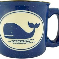 Blue Whale Ceramic Engraved Beach Coffee Mug, 16 oz