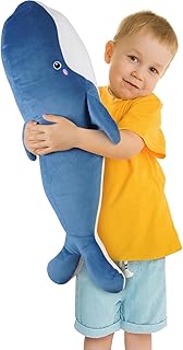 Blue Whale Stuffed Animal, Giant Whale Stuffed Animals, Cute Whale Plush Toys, Super Soft Plush Whale Long Body Pillow, Whale Throw Pillows Toy Gifts for Girls Boys 31.4IN (Blue,Medium)…