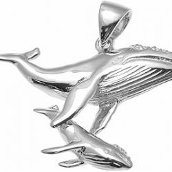 Arthur's Jewelry 925 sterling silver Hawaiian humpback whale mother baby pendant