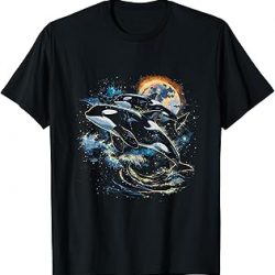 Orca In Space Planets Stars Whale Lover T-Shirt