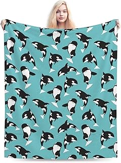 Killer Whale Orca Soft Cozy Luxury Bed Blanket Microfiber Fleece Blanket All Season Lightweight Throw for The Bed… (S)