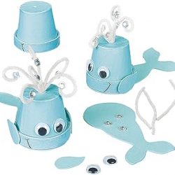 Fun Express Flowerpot Whale Craft Kit - Makes 12- Crafts for Kids - VBS Vacation Bible School Supplies/Decor