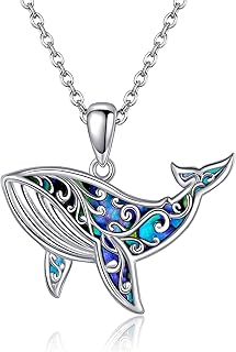 URONE Ocean Animal Necklace 925 Sterling Silver Manta Ray/Shark/Seahorse/Whale/Turtle/Mermaid Pendant Necklace Ocean Jewelry Gifts for Women