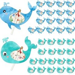 Suzile 48 Pcs Pieces Color Your Own Jonah and The Whale Craft Kit for Kids, Sunday School Crafts Religious Christian DIY for Boys Girls Sunday School Activities