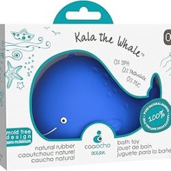 caaocho Pure Natural Rubber Bath Toy - Kala The Whale Baby Toy - Hole Free, BPA Free Bath Toys for Infants, Without Holes Sealed Natural Rubber