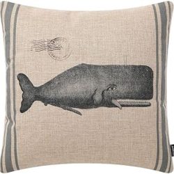 TRENDIN Whale Pillow Cover 18 x 18 inch Nautical Theme Sea Coastal Home Decor Cotton Linen Throw Cushion Case PL390TR