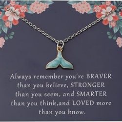 KUIYAI Whale Tail Necklace - Dolphin Lovers Gift With Message Card - Blue Whale Gift for Women