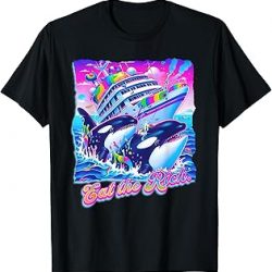 Eat the Rich Whale 90s Orca Funny Whale Animal Yacht Retro T-Shirt