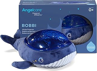 Angelcare Bobbi The Whale Ceiling Night Light Projector for Babies and Kids, Sleep Soother with Adjustable Volume Lullabies, White Noises, 3 Night Light Intensities