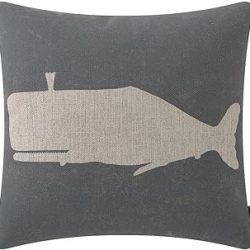 TRENDIN Whale Pillow Cover 18x18 inch Decorative Pillowcase Sea Life Nautical Decor Linen Sofa Couch Bed Throw Cushion Cover Decoration PL734TR