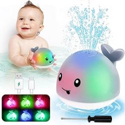 Toddla Whale Bath Toy Sprinkler - Light Up Bath Toys for Kids Ages 1-3 | Infant Baby Toys 6-12-18 Months | Toddler Bathtub Pool Water Table Toys | 1 2 3 Year Boys Girls Gifts | 1st Birthday Gifts