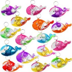 30 Packs Bulk Whales Backpack Mini pop Fidget Keychain，Birthday Party Favors,Summer Students Gifts for boy and Little Girl,Kids