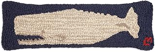 Artist-Designed Moby Dick Whale Hand-Hooked Wool Decorative Throw Pillow (8 IN x 24 IN) Marine Life Pillow for Couches & Beds - Easy Care & Low Maintenance - Nautical & Ocean Pillow