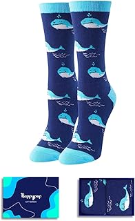 HAPPYPOP Sea Animal Gifts for Women - Crazy Whale Turtle Socks, Otter Dolphin Sea Turtle Lovers Gifts