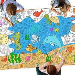 DDMY Under The Sea Giant Poster, 72 x 35.5 Inch Versatile Drawing Paper for Kids, Classroom Wall/School/Home, Sea Animal Table Cover Coloring Sheets Tablecloth