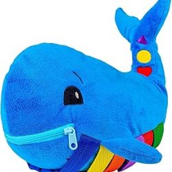 Buckle Toys Blu Whale Stuffed Animal Montessori Toys for Toddlers 1-3, Learning Activity Toy & Sensory Toys to Develop Fine Motor Skills and Problem Solving, Classroom and Toddler Travel Essential