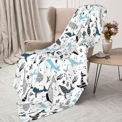 Whales Throw Blanket Lightweight Warm Flannel Fleece Blankets Cozy Soft Air Conditioning Blanket Gifts for Women Men Girls Boys 50"x40"