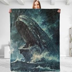 Majestic Whale Plush Throw Blanket - Soft, Comfy, Lightweight, Warm, and Fuzzy - Ideal Gift for Men and Boys - Perfect for Couch, Bedroom, Travel, Bed - 50x60 inches