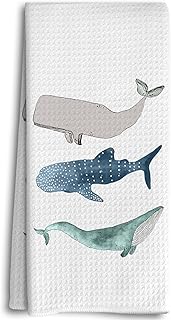Watercolor Whale Shark Ocean Animal Beach Towels Kitchen Dish Towels Dishcloth 16x24 Inches,Marine Life Decorative Absorbent Hand Tea Bathroom Towels,Gifts for Shark Lovers