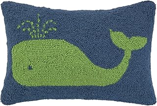 Peking Handicraft Hook Pillow, 12 by 18-Inch, Green Whale