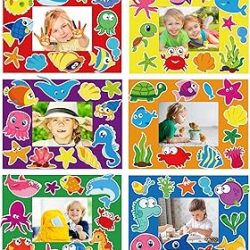 30 Pcs Summer Under The Sea Craft Kits for Kids Preschool Ocean Animal DIY Picture Frame Crafts Kindergarten Back to School Activities Game Classroom Bulletin Board Decorations