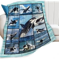 Whale Blanket Funny Whale Throw Blanket Ocean Animals Stuff Merch Cozy Print Flannel Fleece Soft Plush Fuzzy Warm Lightweight Bedding Whale Gifts for Women Girls Men Kids 50"X40"